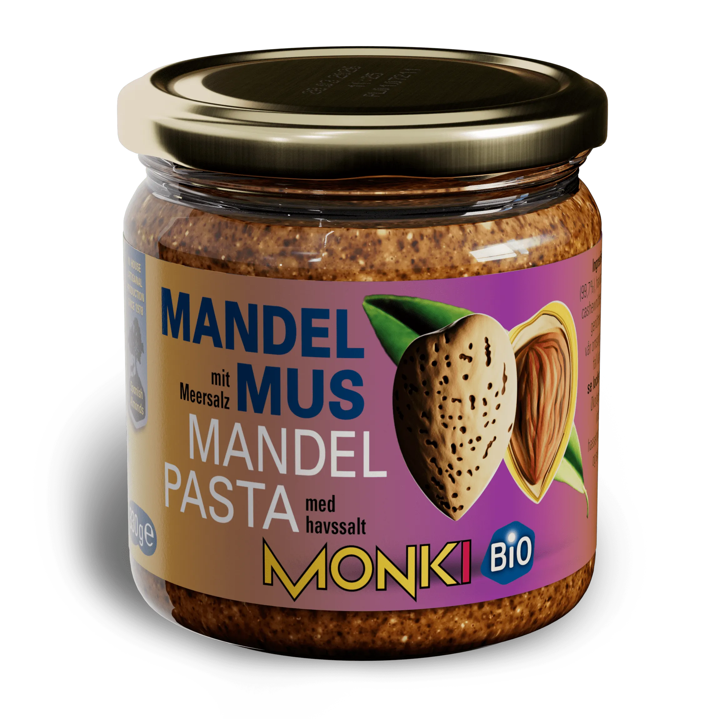MONKI BIO Almond butter label